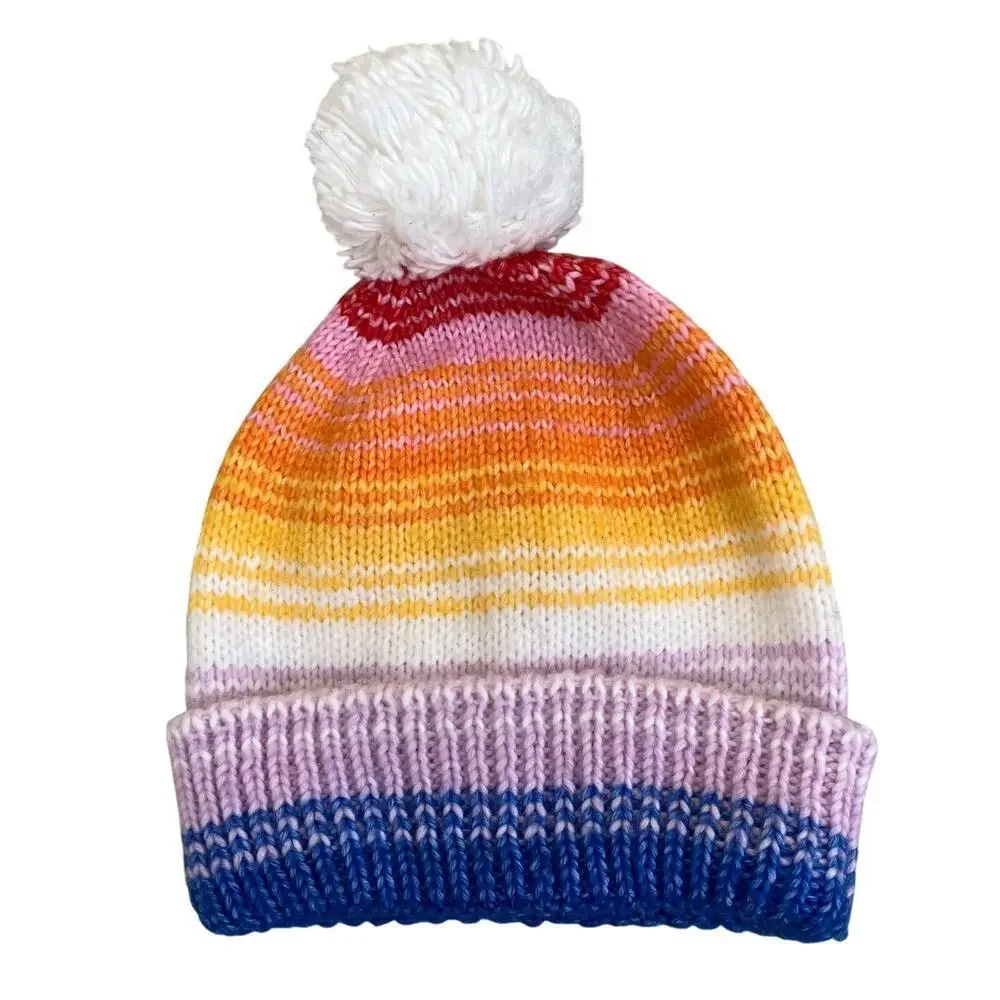 Old Navy Matching Hat and Scarf Set Rainbow Color Chunky Knit Sweater Fabric